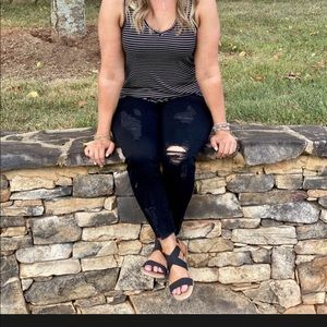 Jean joggers with elastic waistband